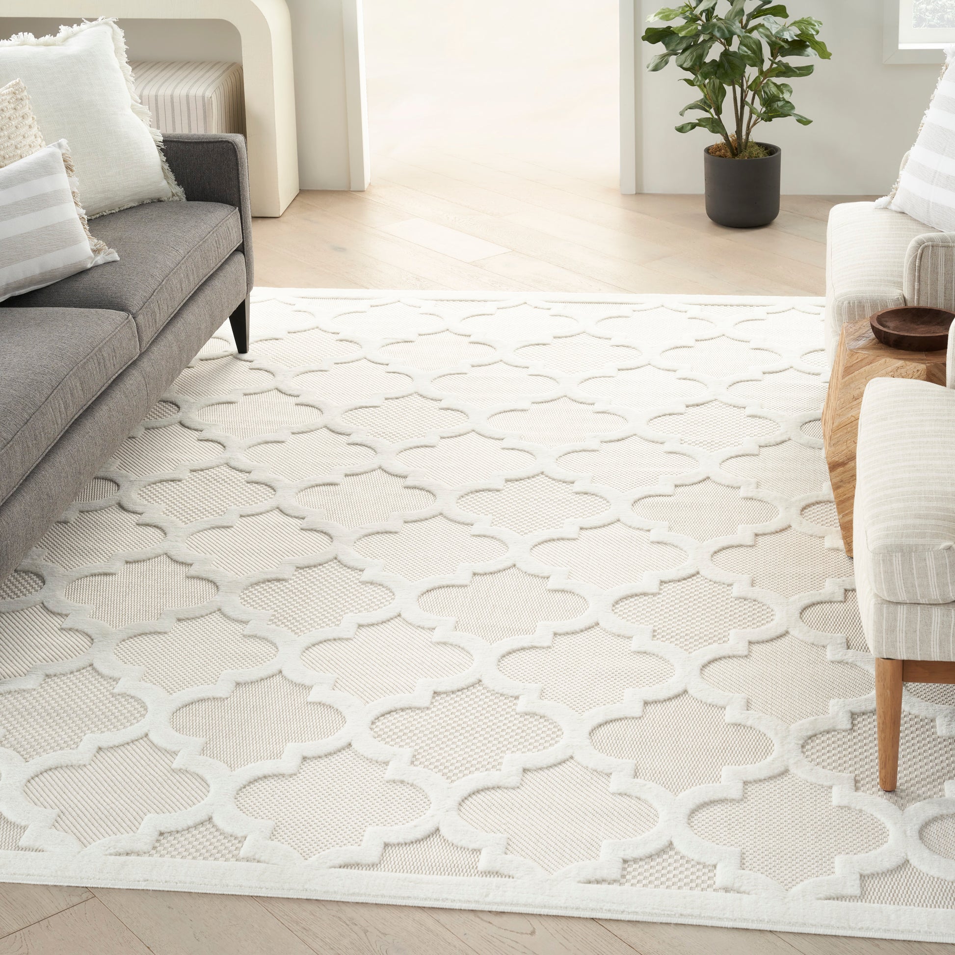 Nourison Easy Care Nes01 Ivory/White Area Rug