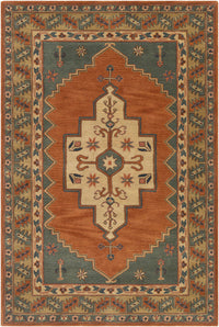 Surya Caesar Cae-1221 Burnt Orange, Dark Green, Beige, Dark Brown Area Rug