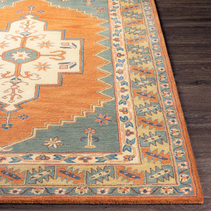 Surya Caesar Cae-1221 Burnt Orange, Dark Green, Beige, Dark Brown Area Rug