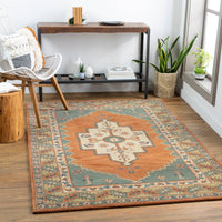 Surya Caesar Cae-1221 Burnt Orange, Dark Green, Beige, Dark Brown Area Rug