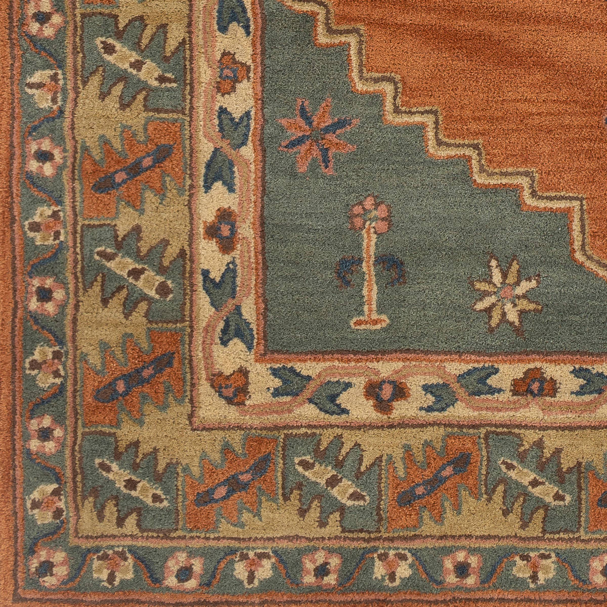 Surya Caesar Cae-1221 Burnt Orange, Dark Green, Beige, Dark Brown Area Rug