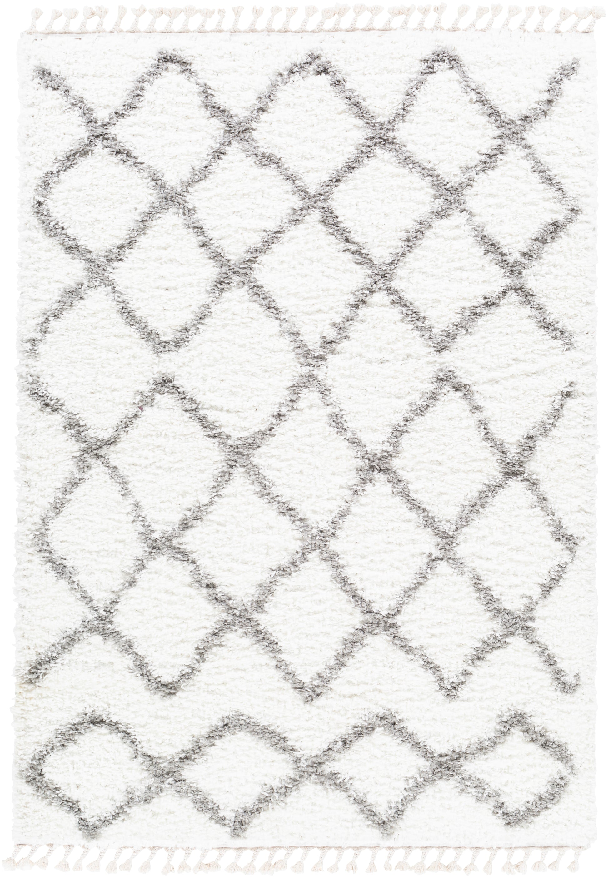 Surya California Shag Caf-2301 Medium Gray, White Area Rug