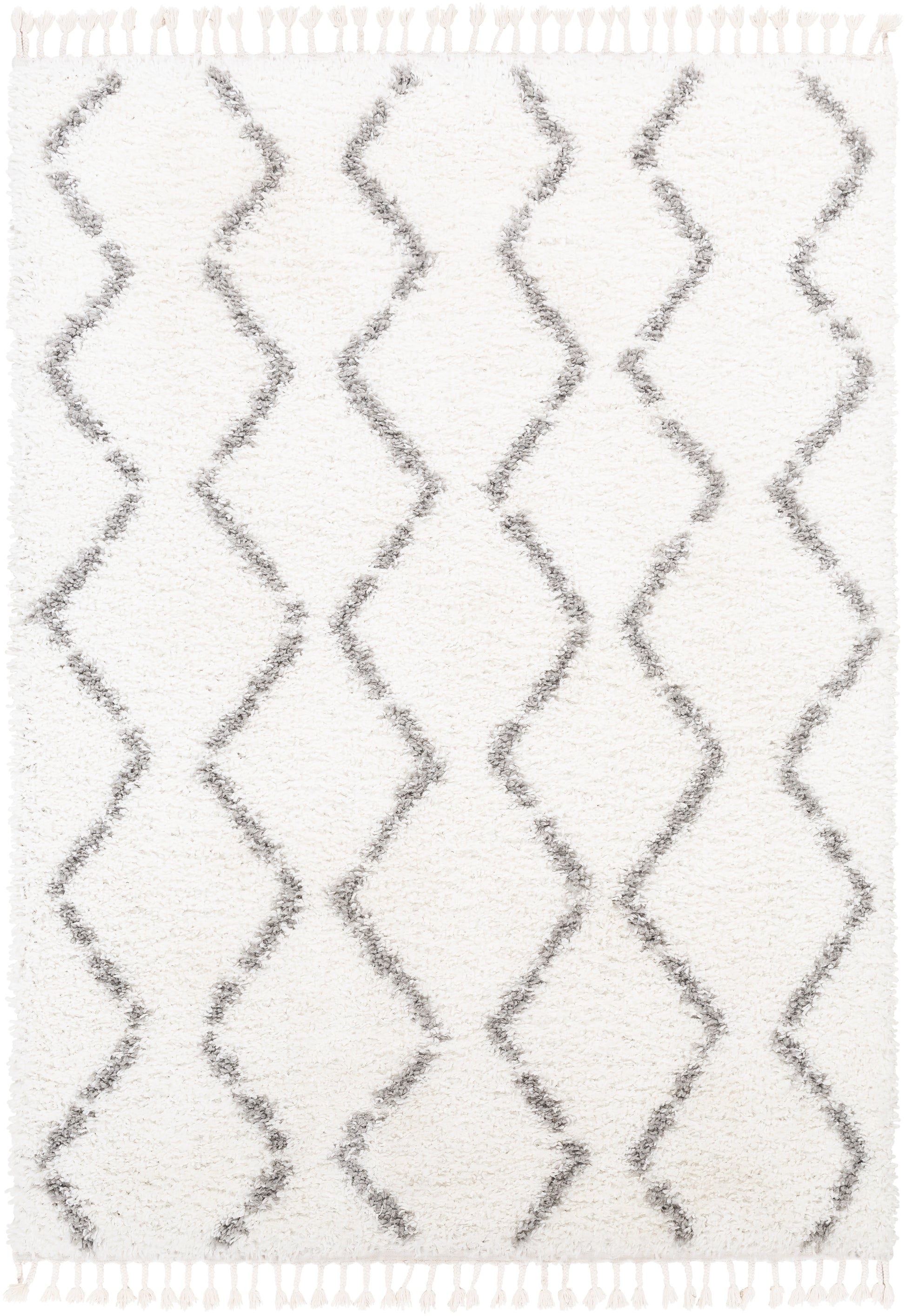 Surya California Shag Caf-2302 Medium Gray, White Area Rug