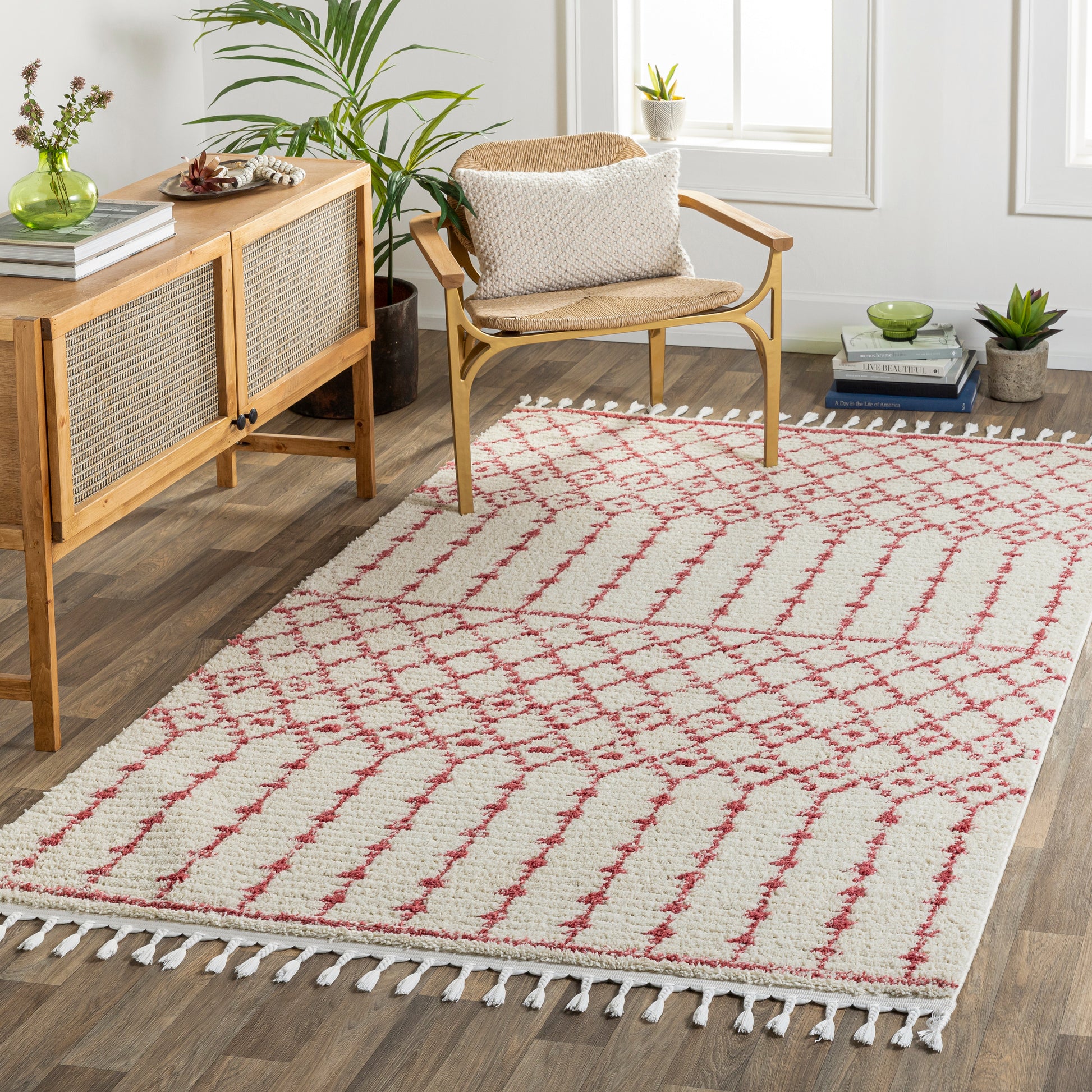 Surya Casablanca Shag Cag-2311 Red Area Rug