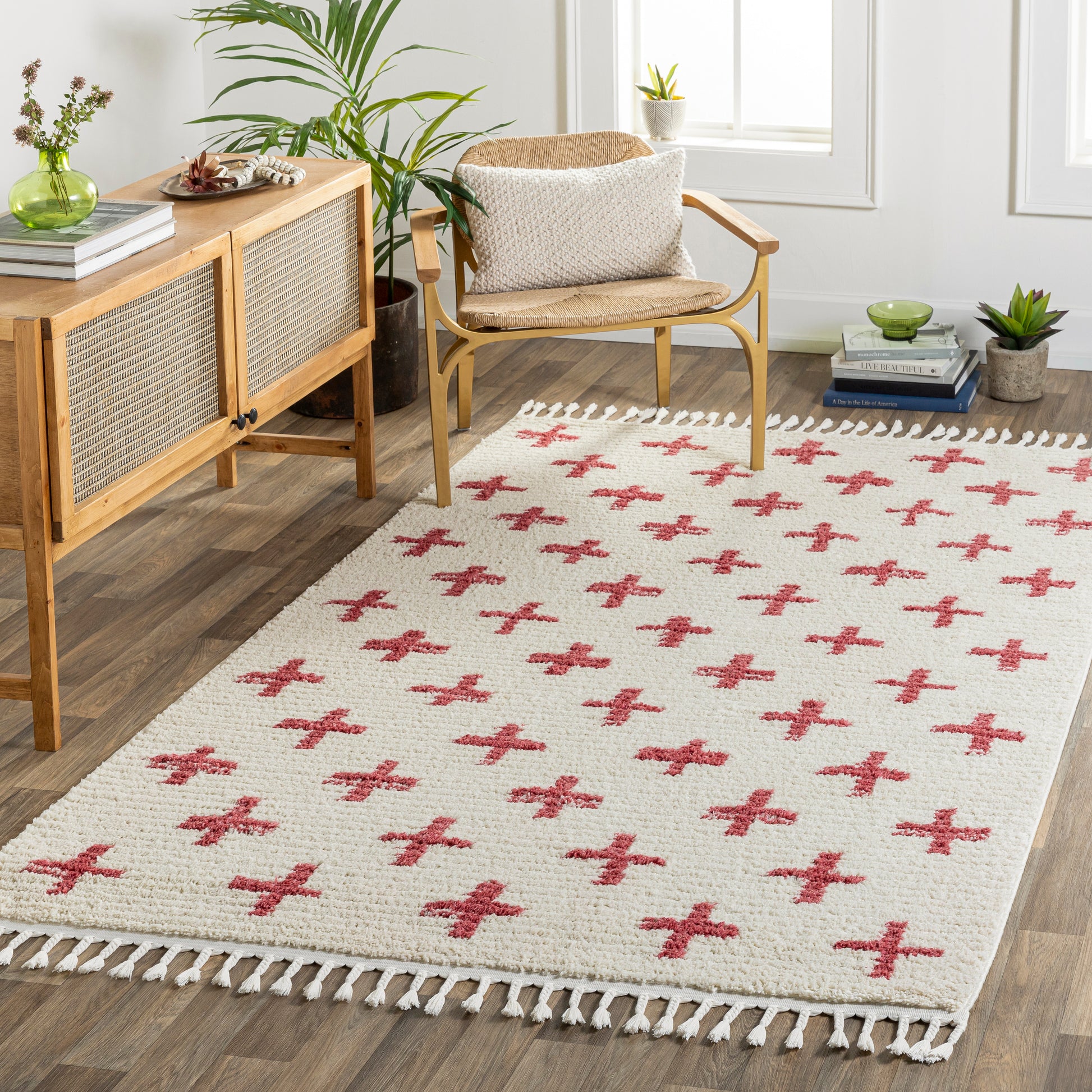 Surya Casablanca Shag Cag-2312 Red Area Rug