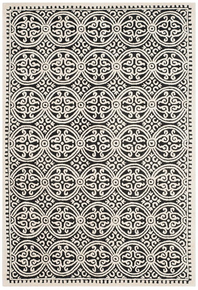 Safavieh Cambridge Cam123E Black / Ivory Damask Area Rug