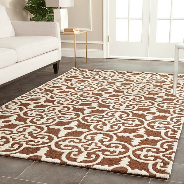 Safavieh Cambridge Cam133H Dark Brown / Ivory Damask Area Rug