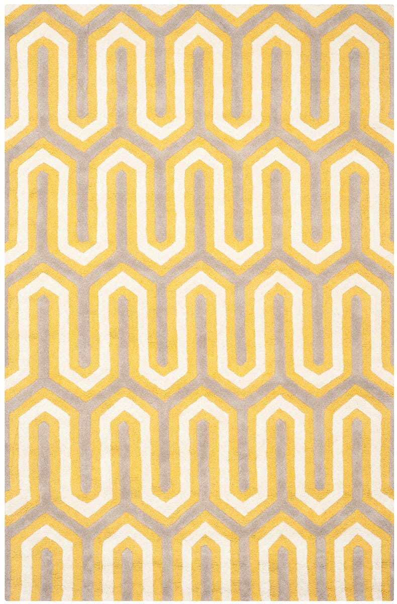 Safavieh Cambridge Cam351Q Gold / Grey Damask Area Rug