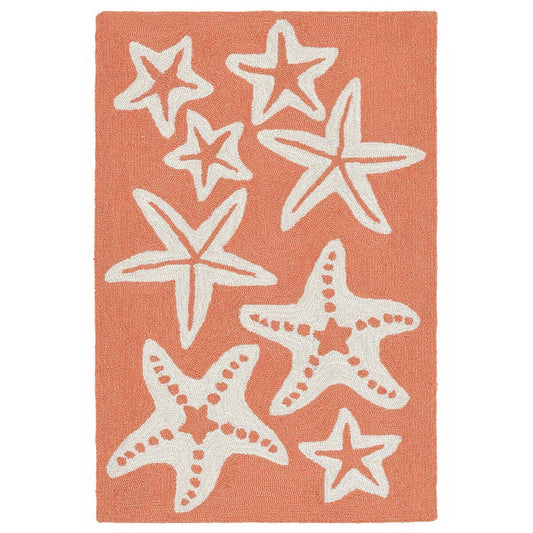 Liora Manne Capri Starfish 1667/18 Orange, Ivory Coastal Area Rug