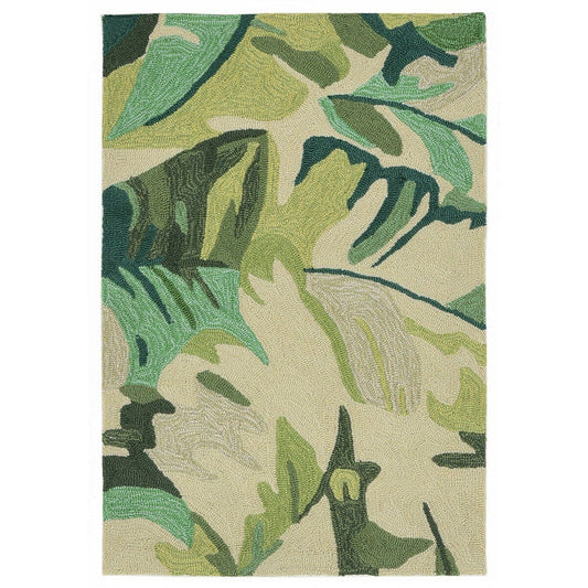 Liora Manne Capri Palm Leaf 1668/06 Green, Green, Grey, Natural, Sage Floral / Country Area Rug