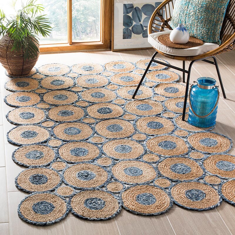 Safavieh Cape Cod Cap306M Blue / Natural Geometric Area Rug