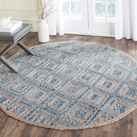 Safavieh Cape Cod Cap354A Natural / Blue Geometric Area Rug