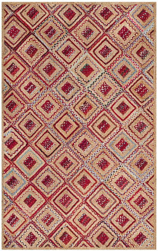 Safavieh Cape Cod Cap354B Natural / Red Geometric Area Rug