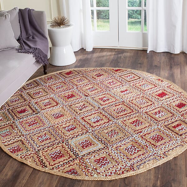 Safavieh Cape Cod Cap354B Natural / Red Geometric Area Rug