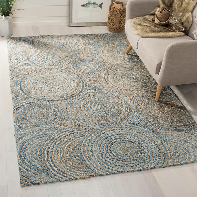 Safavieh Cape Cod Cap602A Natural / Blue Geometric Area Rug