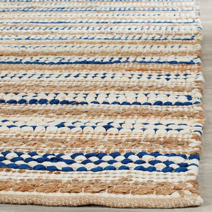 Safavieh Cape Cod Cap862B Natural / Blue Striped Area Rug