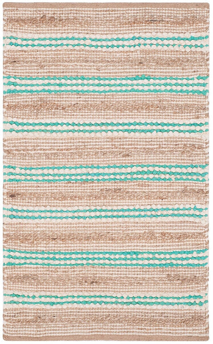 Safavieh Cape Cod Cap862J Natural / Turquoise Striped Area Rug