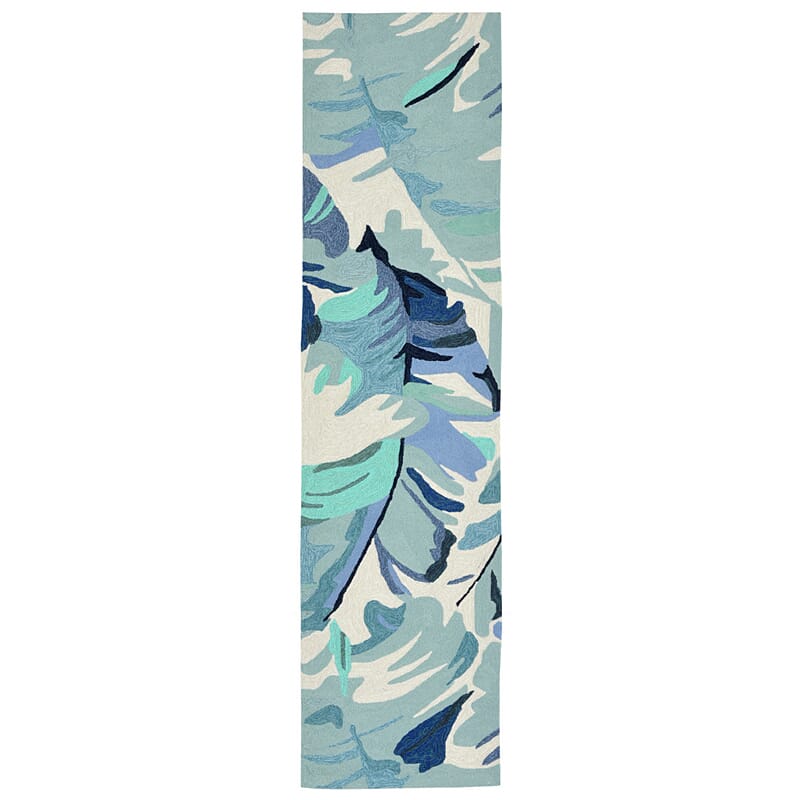 Liora Manne Capri Palm Leaf 1668/03 Blue, Green, Natural, Navy Floral / Country Area Rug