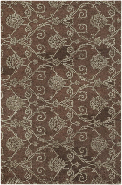 Chandra Casta Cas7001 Green / Brown Damask Area Rug