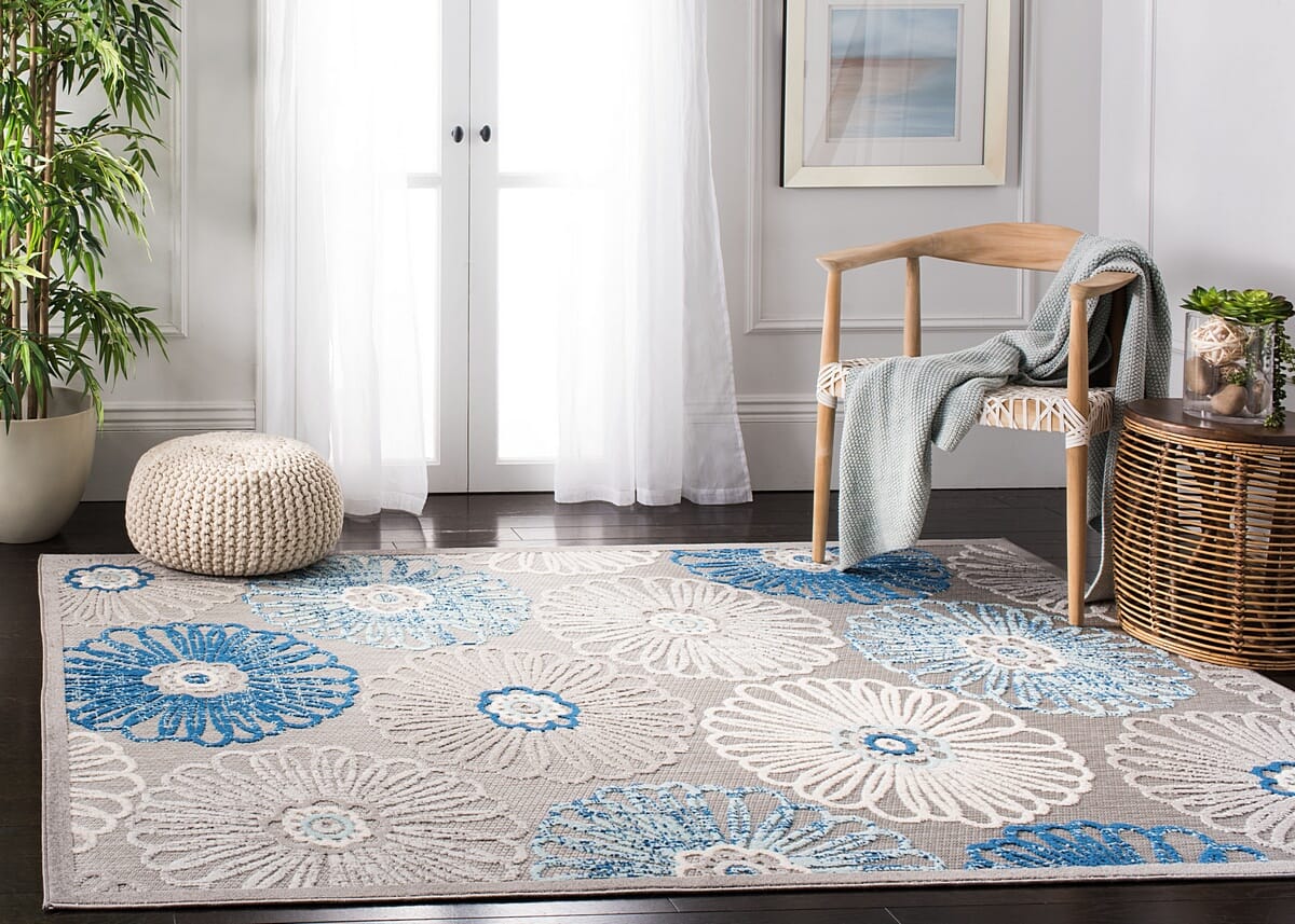 Safavieh Cabana Cbn801F Grey / Blue Floral / Country Area Rug