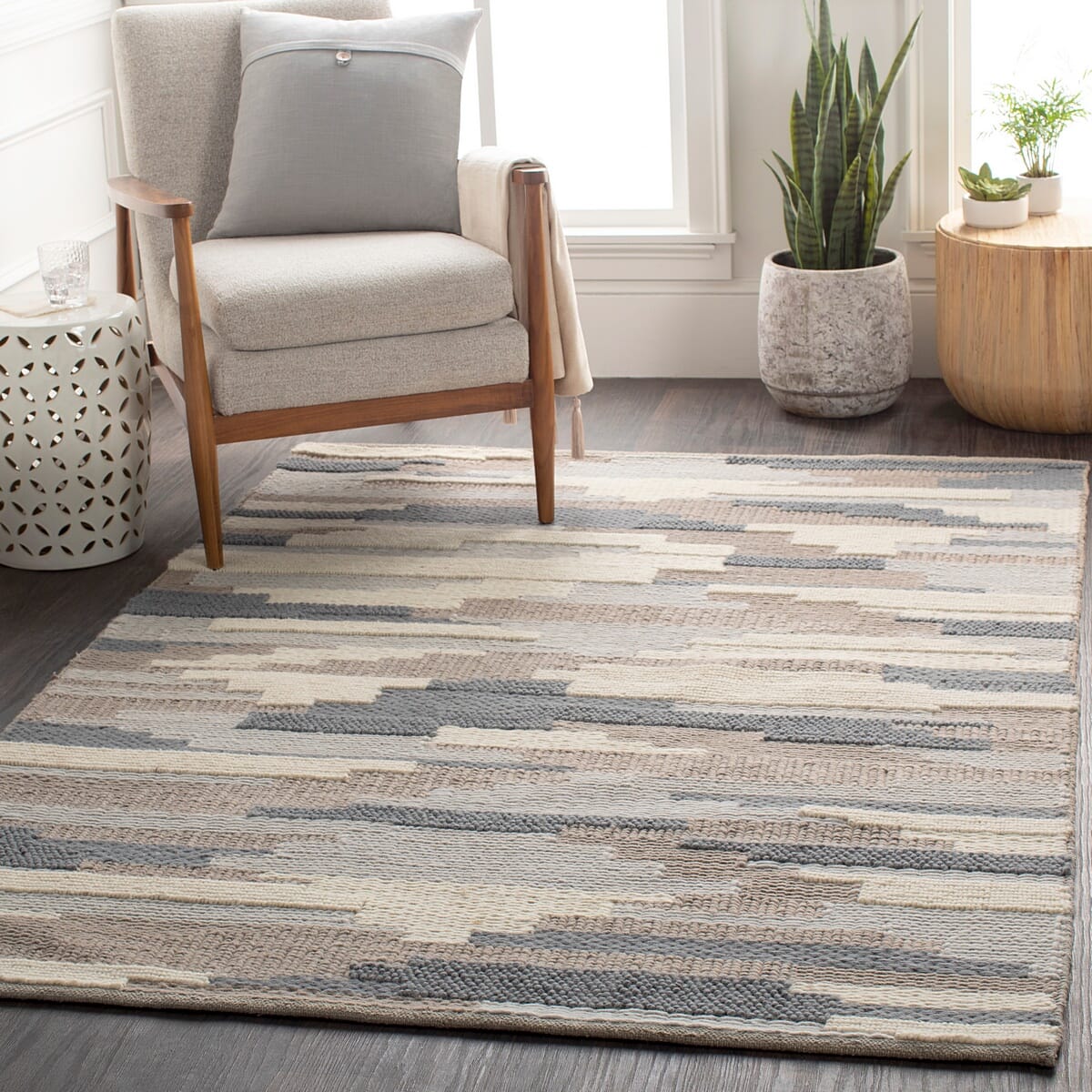 Surya Cocoon Ccn-1003 Denim, Taupe, Light Gray, Cream Area Rug