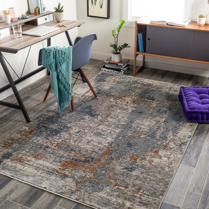 Surya Cardiff Cdf-2305 Medium Gray, Denim, Tan, Sky Blue Area Rug