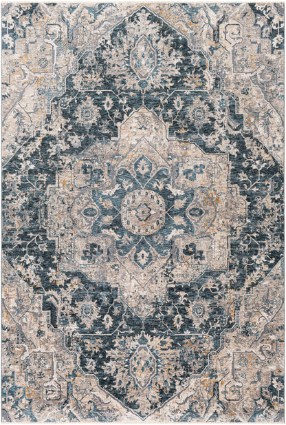 Surya Cardiff Cdf-2307 Teal, Ivory, Medium Gray, Charcoal Area Rug