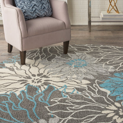 Nourison Passion Psn17 Charcoal/Blue Area Rug