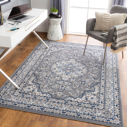 Surya Cesar Ceg-2316 Charcoal, Gray, Navy, Tan Area Rug