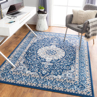 Surya Cesar Ceg-2317 Navy, Blue, Gray, Tan Area Rug