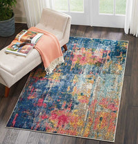 Nourison Celestial Ces09 Blue / Yellow Organic / Abstract Area Rug