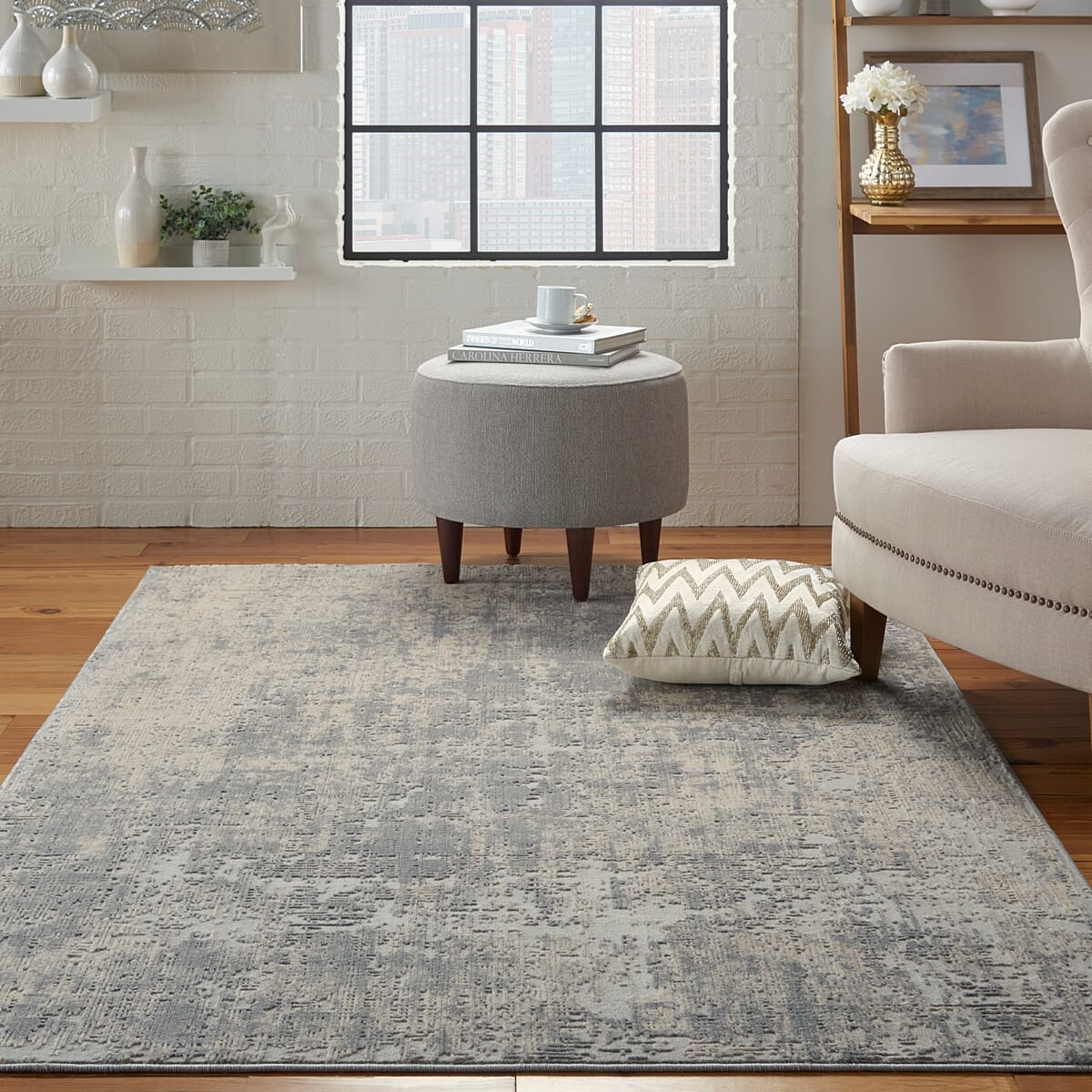 Nourison Rustic Textures Rus01 Ivory / Silver Organic / Abstract Area Rug