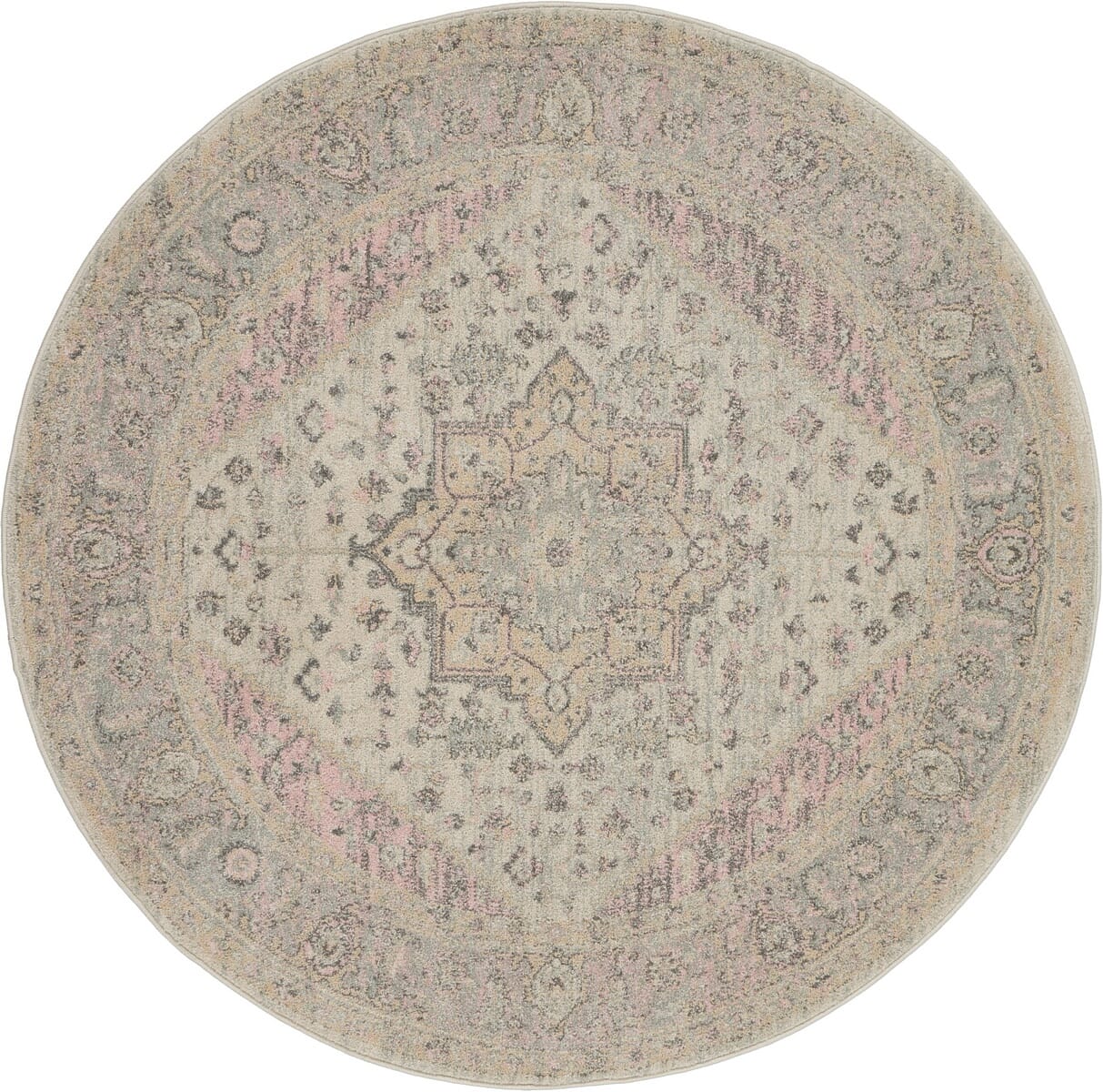 Nourison Tranquil Tra06 Ivory / Pink Vintage / Distressed Area Rug