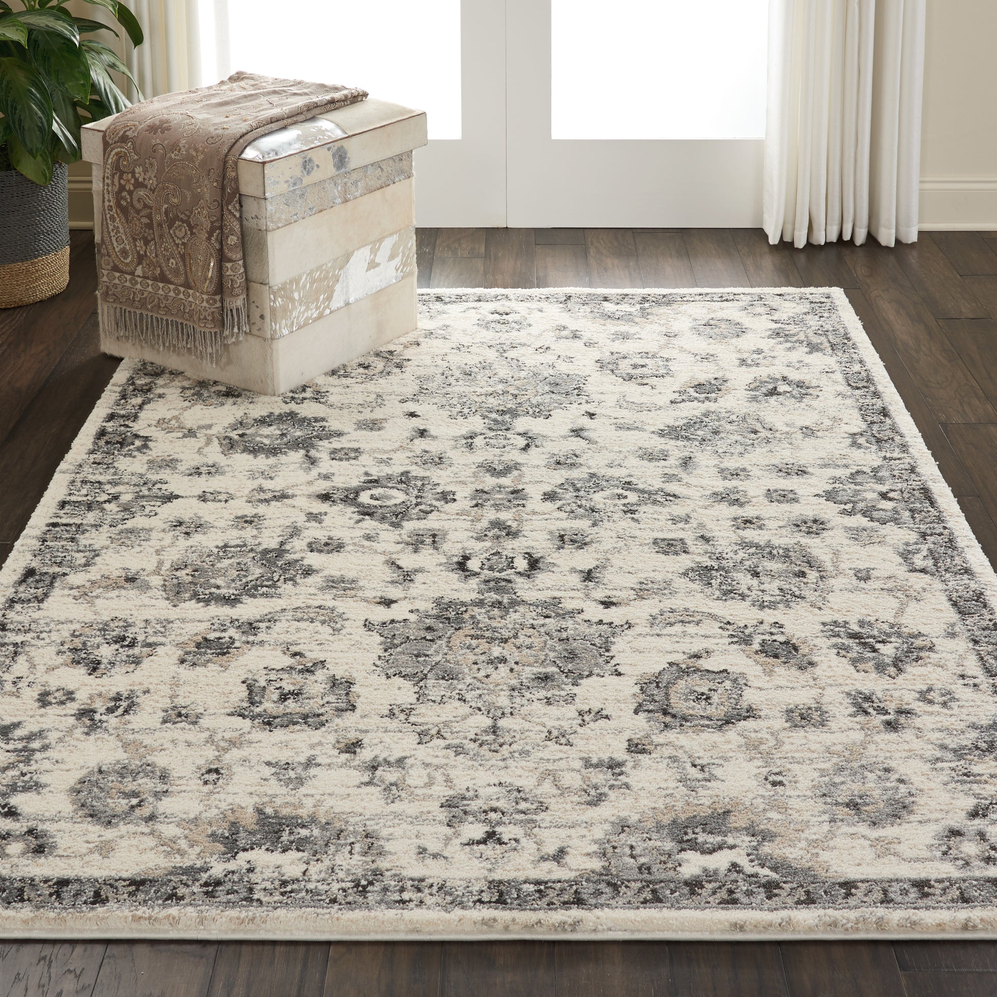 Nourison Fusion Fss15 Cream/Grey Area Rug