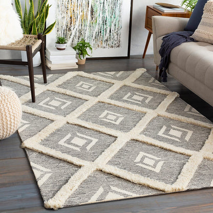 Surya Cherokee Chk-2303 Black, Charcoal, Cream Geometric Area Rug