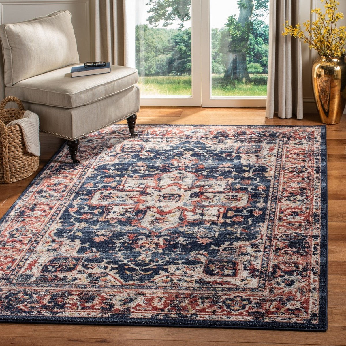 Safavieh Charleston Chl411L Navy/Red Area Rug