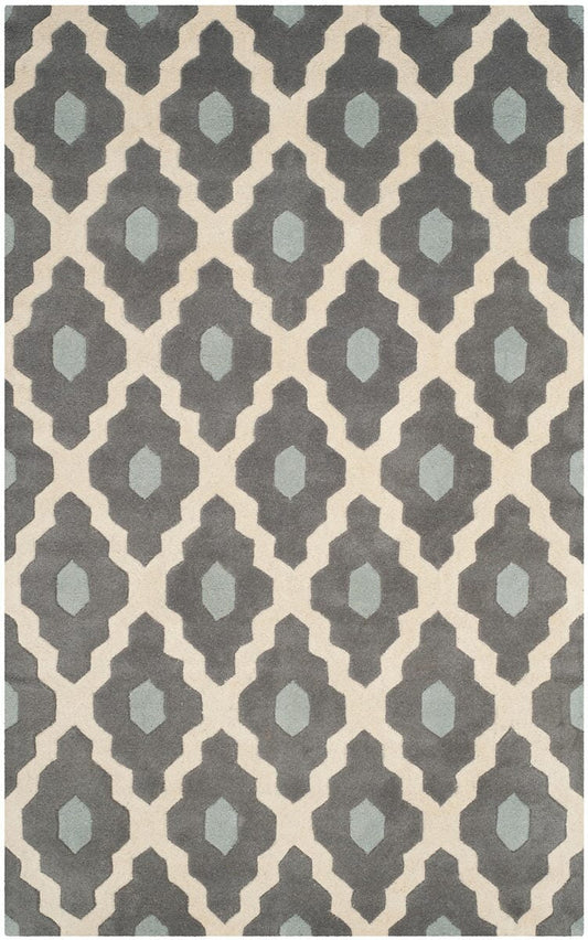 Safavieh Chatham Cht748D Ivory / Dark Grey Geometric Area Rug