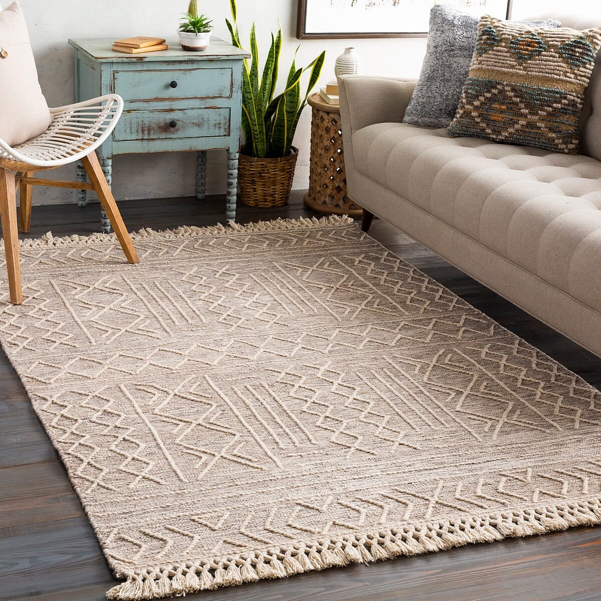 Surya Cheyenne Chy-2305 Dark Brown, Khaki, White Moroccan Area Rug