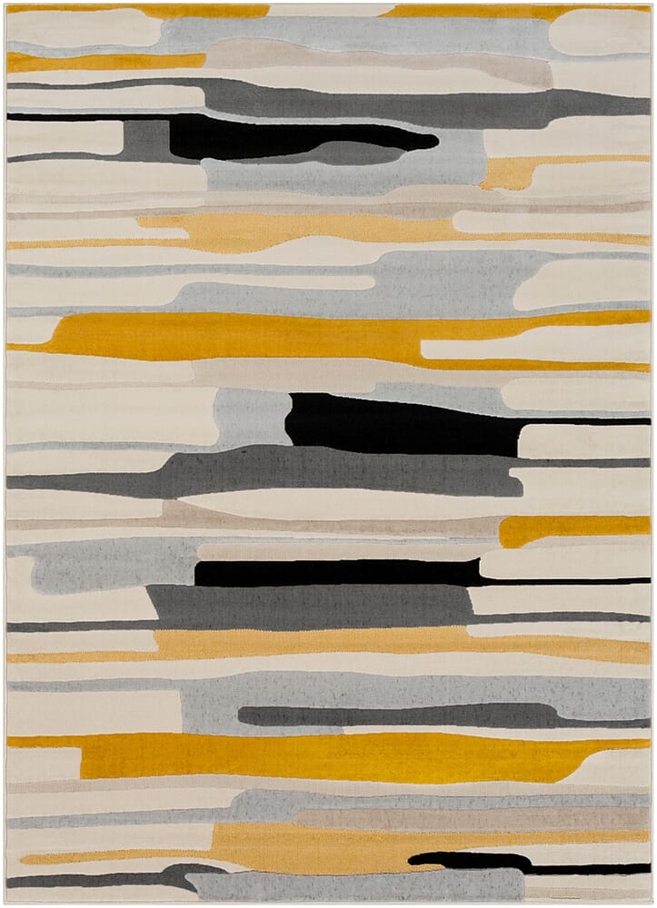 Surya City Cit-2340 Mustard, Black, Light Gray, Taupe Geometric Area Rug