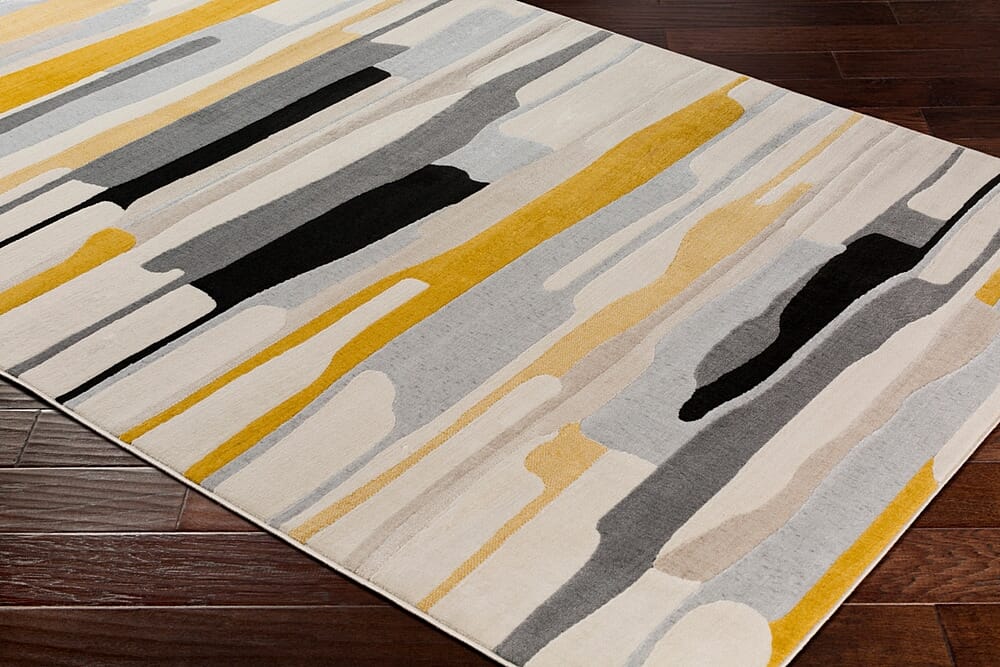 Surya City Cit-2340 Mustard, Black, Light Gray, Taupe Geometric Area Rug