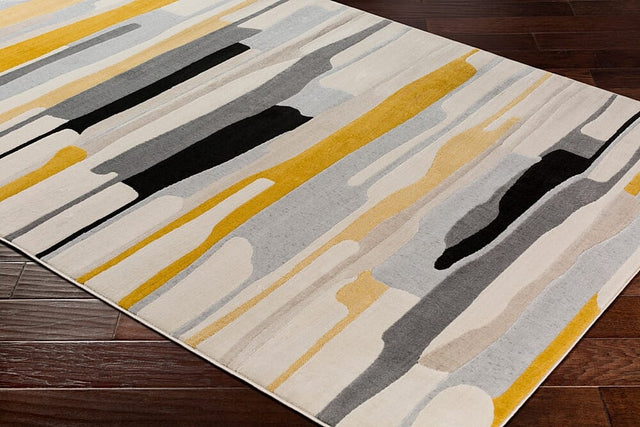 Surya City Cit-2340 Mustard, Black, Light Gray, Taupe Rugs.