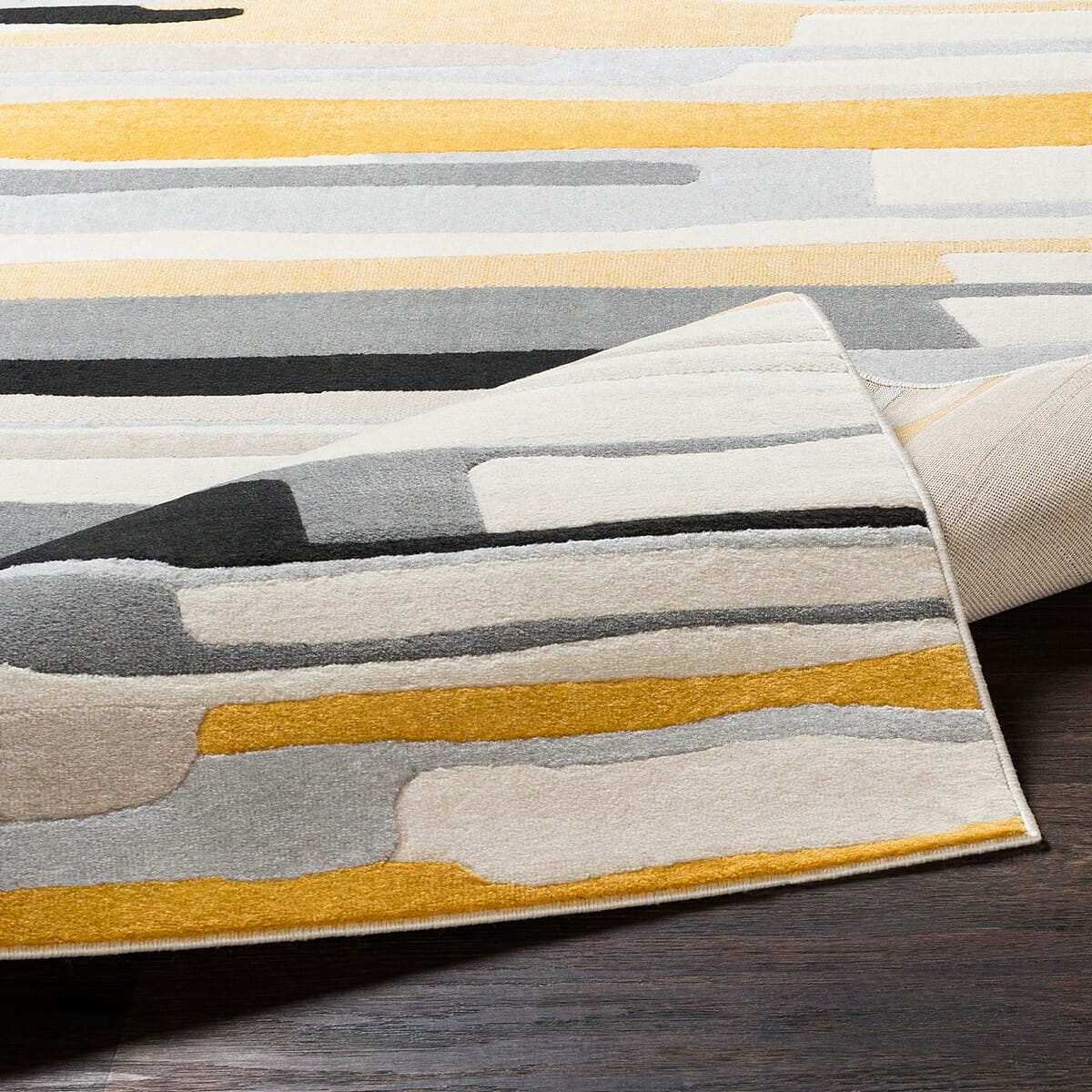 Surya City Cit-2340 Mustard, Black, Light Gray, Taupe Geometric Area Rug