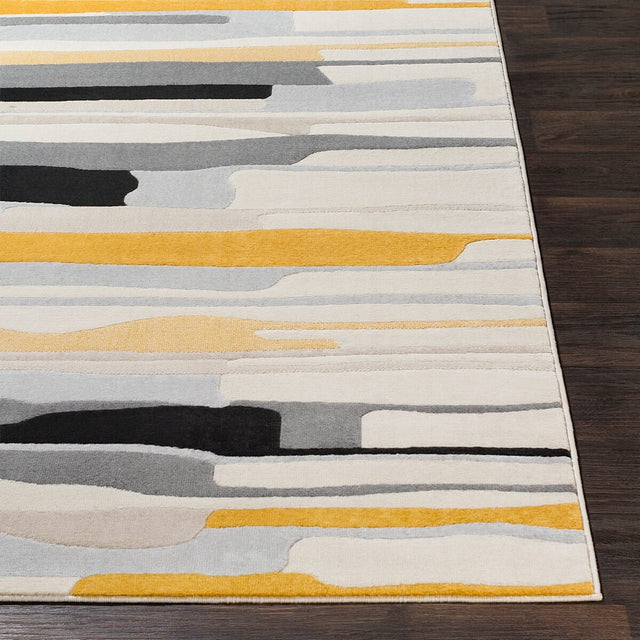 Surya City Cit-2340 Mustard, Black, Light Gray, Taupe Rugs.