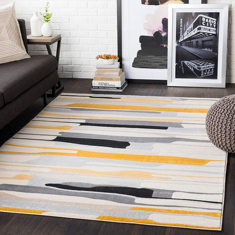 Surya City Cit-2340 Mustard, Black, Light Gray, Taupe Rugs.