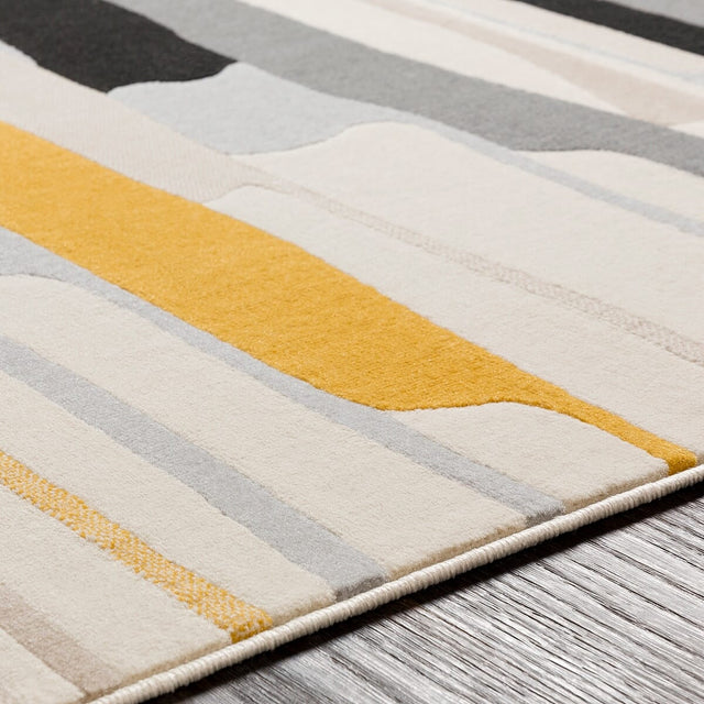 Surya City Cit-2340 Mustard, Black, Light Gray, Taupe Rugs.