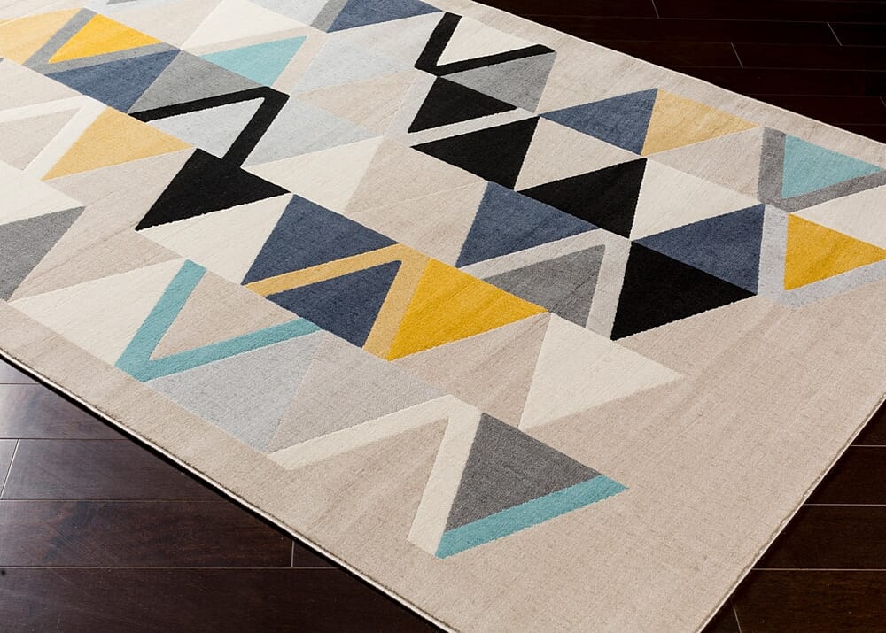 Surya City Cit-2349 Mustard, Aqua, Beige, Khaki Geometric Area Rug