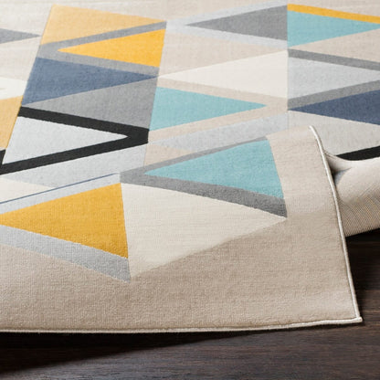 Surya City Cit-2349 Mustard, Aqua, Beige, Khaki Geometric Area Rug