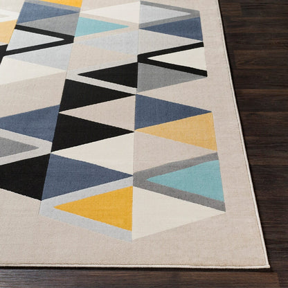 Surya City Cit-2349 Mustard, Aqua, Beige, Khaki Geometric Area Rug