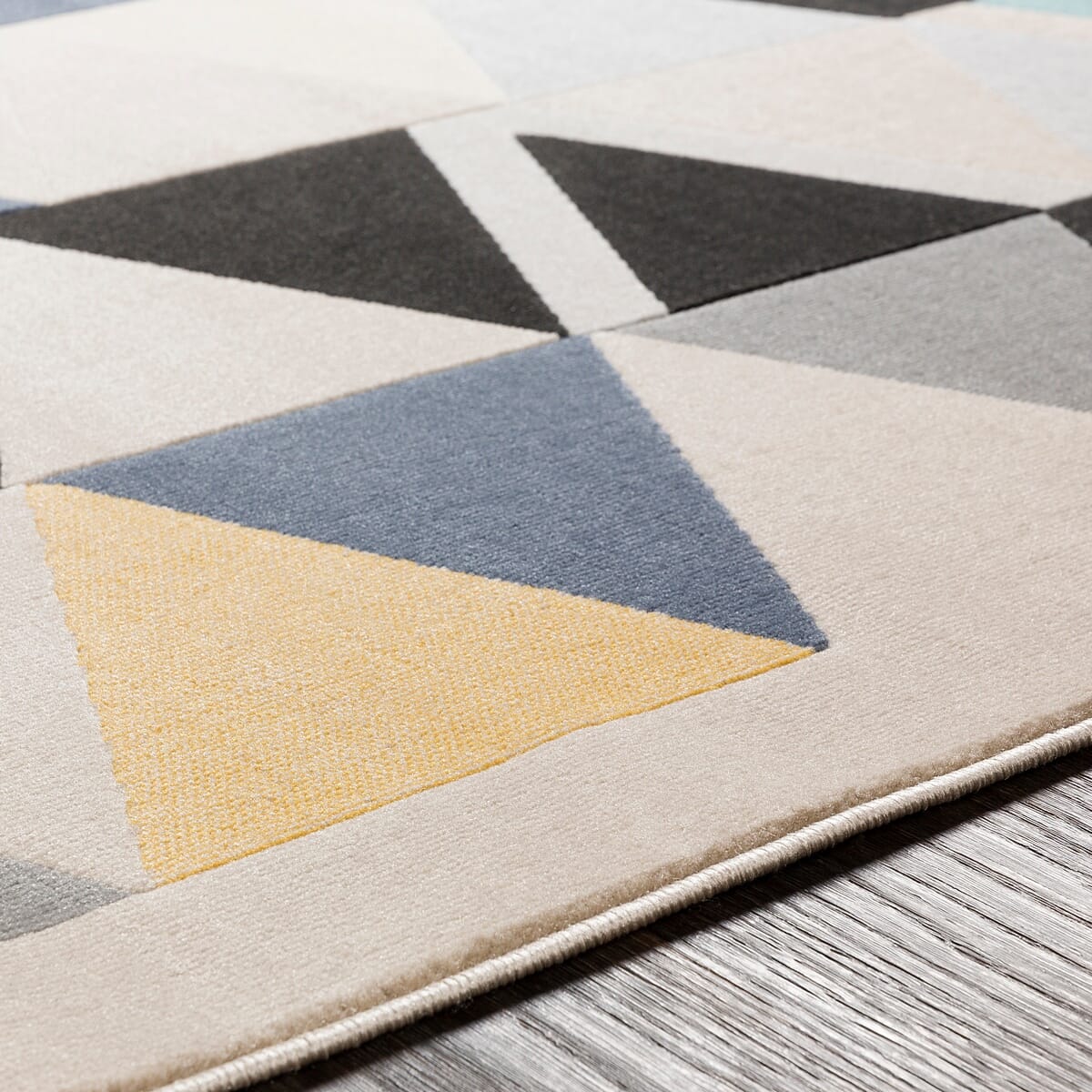 Surya City Cit-2349 Mustard, Aqua, Beige, Khaki Geometric Area Rug