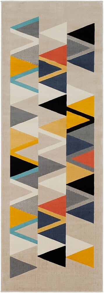 Surya City Cit-2350 Mustard, Aqua, Beige, Taupe Geometric Area Rug